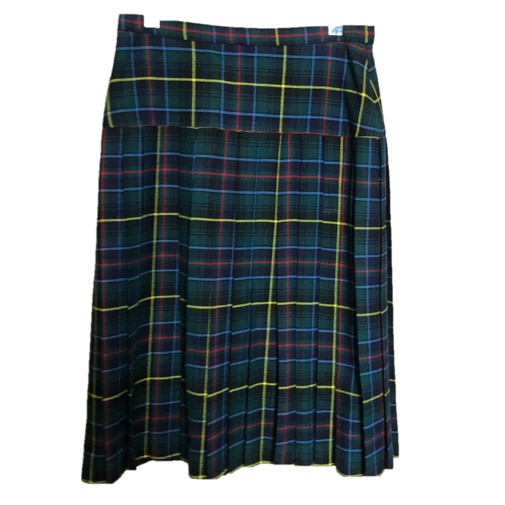 Vintage Handmade Plaid Tartan Pleated Wool Skirt Medium